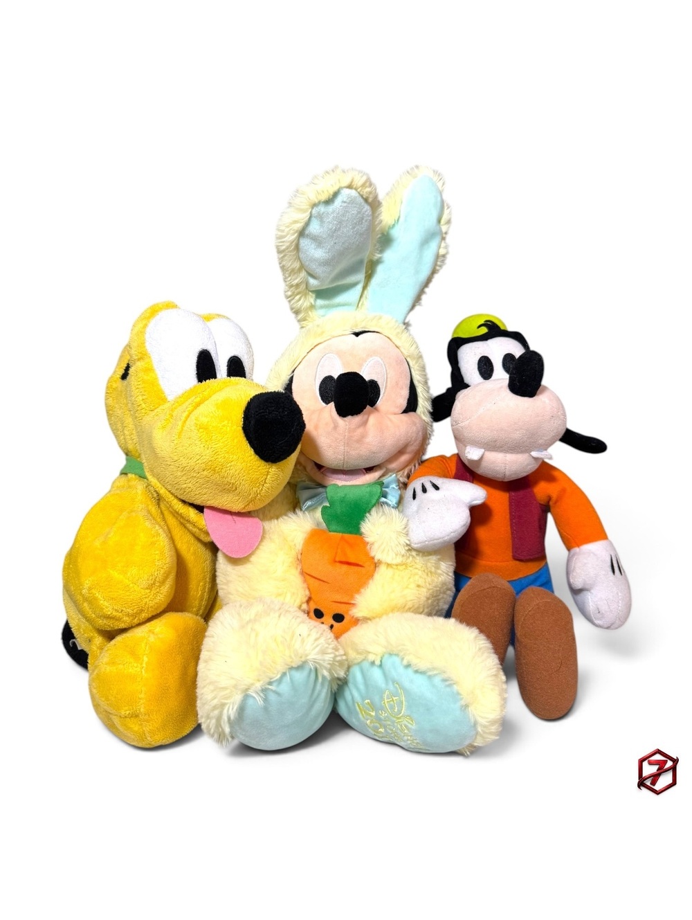 Disney Plush Lot of 3 Mickey Easter Bunny Pluto Goofy 2018